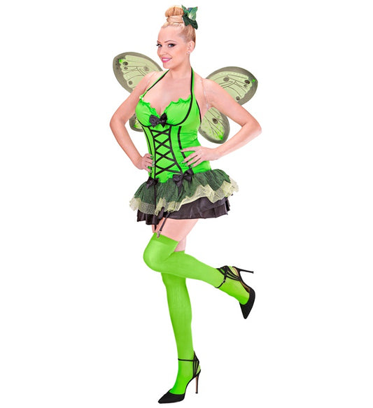 Green Butterfly  Dress With Straps, Wings, Flower & Bow Hair Comb 