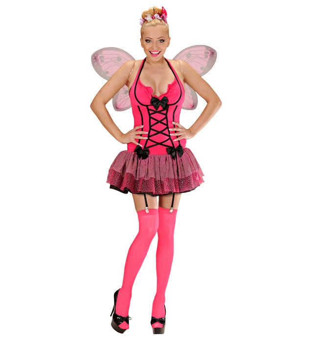 Pink Butterfly  Dress With Straps, Wings, Flower & Bow Hair Comb 