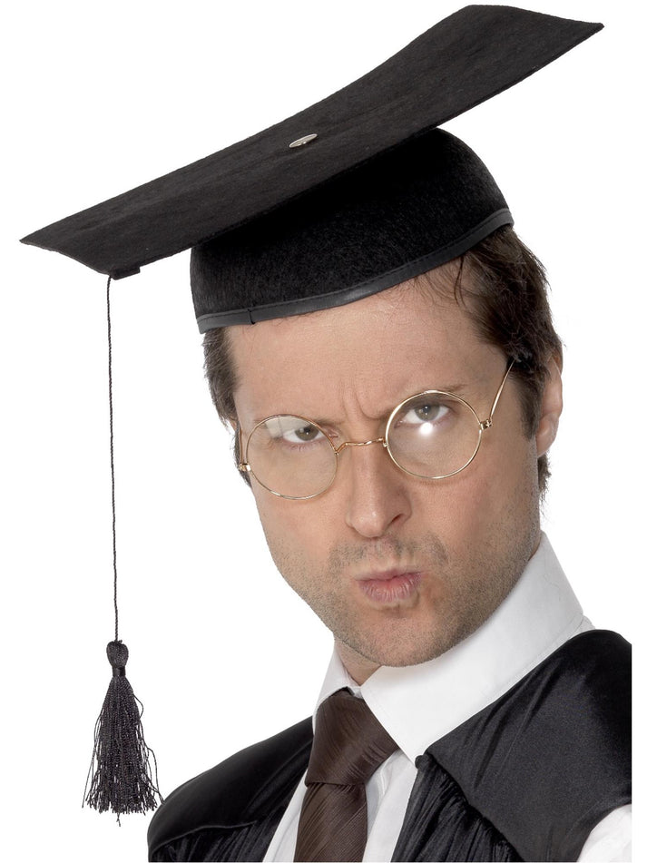 Mortar Felt Board Hat Black with Tassel Adult Costume Accessory 1