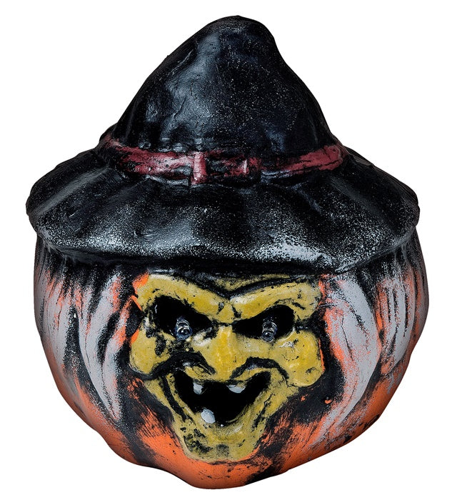 Witch Pumpkin With Hat & Color Changing Led Light Eyes 19X22 Cm