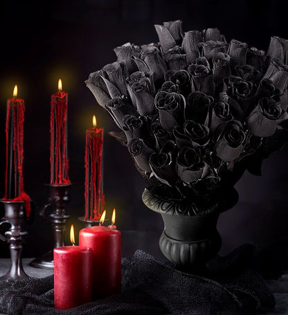 Black Roses Display Box Of 48 -44 Cm