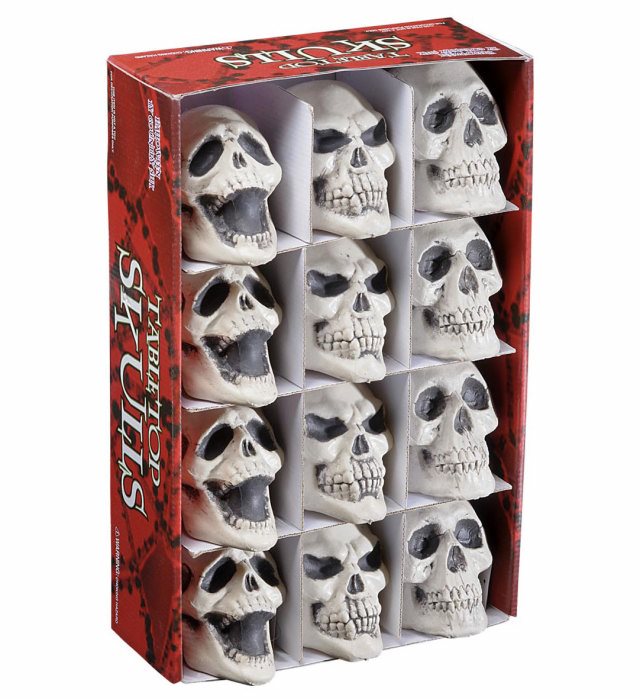 Skulls Display Box Of 12 - 3 Styles Ass. - 12 Cm