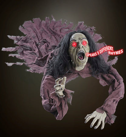 Talking Witch Groundbreaker With Light Up Eyes Sound Sensor Activated - 160 Cm - Speaks 5 Different Rhymes 