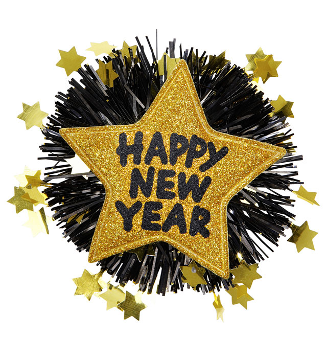 Gold Happy New Year Brooch