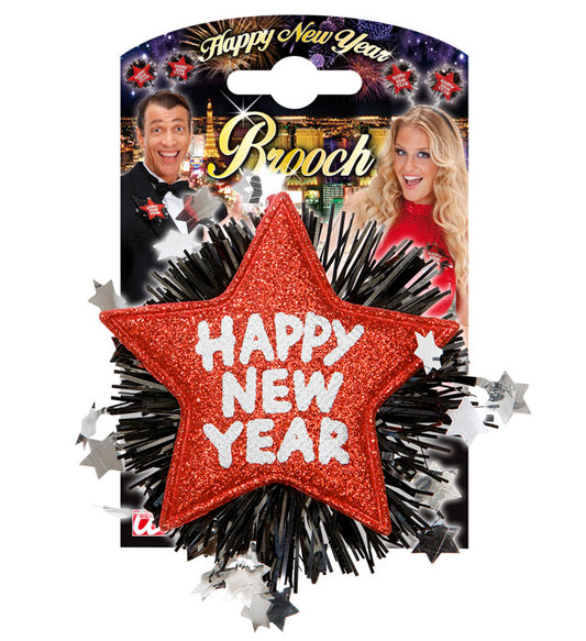 Red Happy New Year Brooch