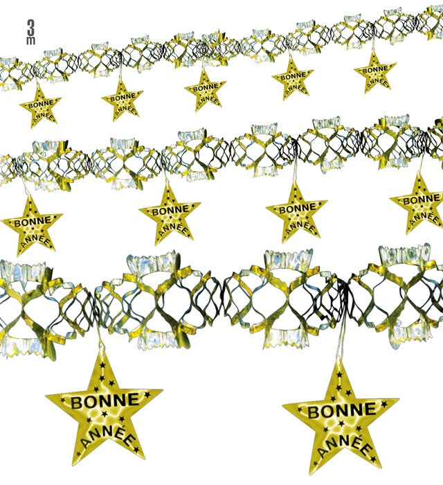 Holographic Gold Bonne Année Garland 3 M