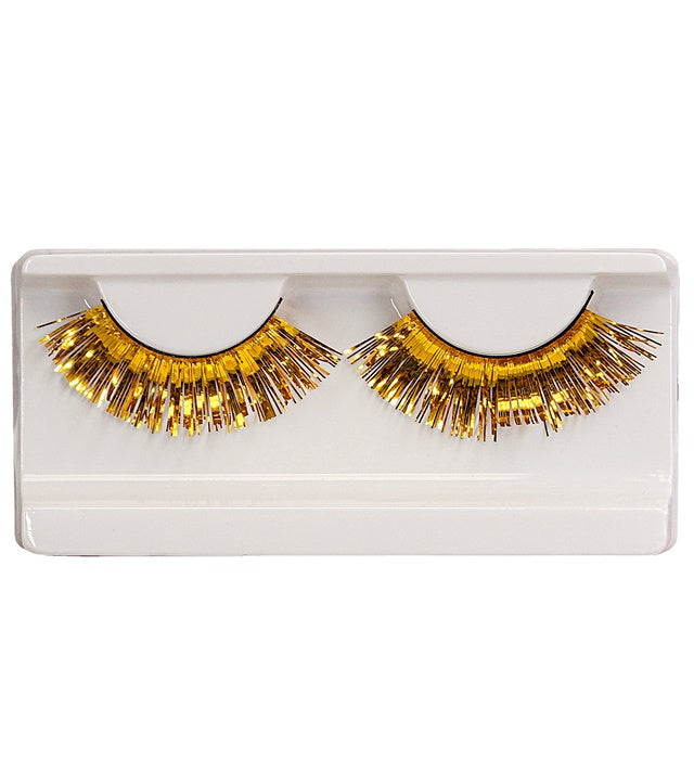 Metallic Gold Eyelashes In Box With Glass Bottle Glue