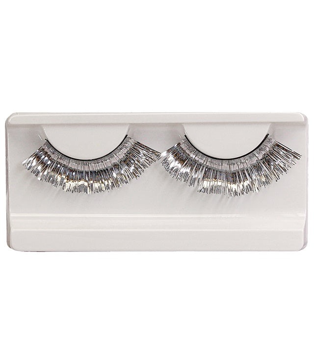 Metallic Silver Eyelashes In Boxwith Glass Bottle Glue
