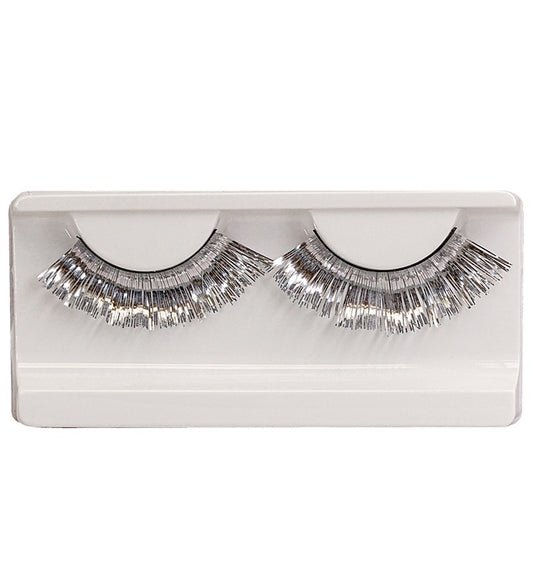 Metallic Silver Eyelashes In Boxwith Glass Bottle Glue
