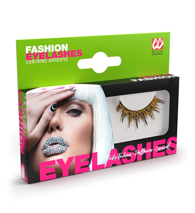 Gold  Eyelashes In Box With Glass Bottle Glue