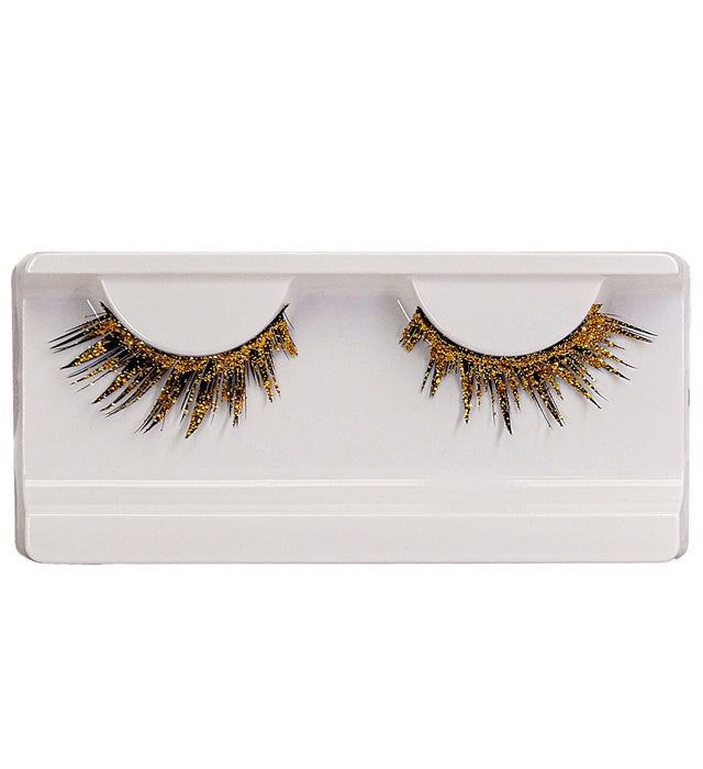 Gold  Eyelashes In Box With Glass Bottle Glue