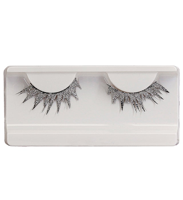 Silver  Eyelashes In Box With Glass Bottle Glue