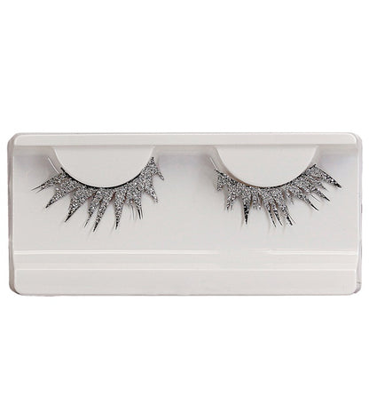 Silver  Eyelashes In Box With Glass Bottle Glue