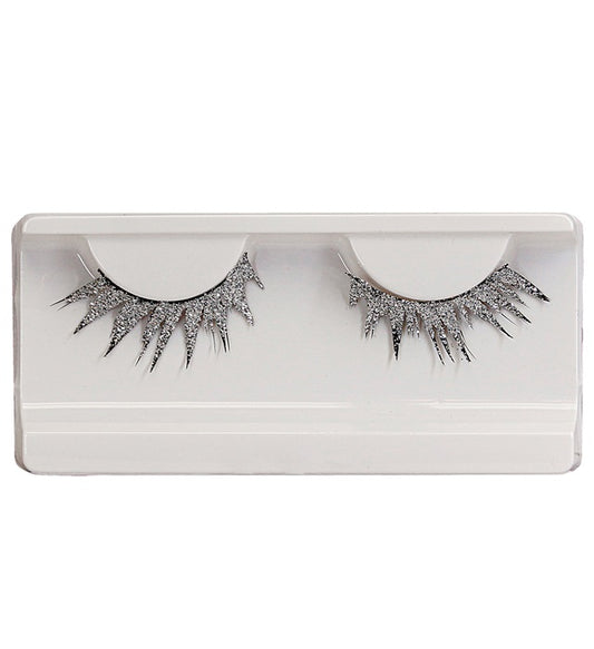 Silver  Eyelashes In Box With Glass Bottle Glue