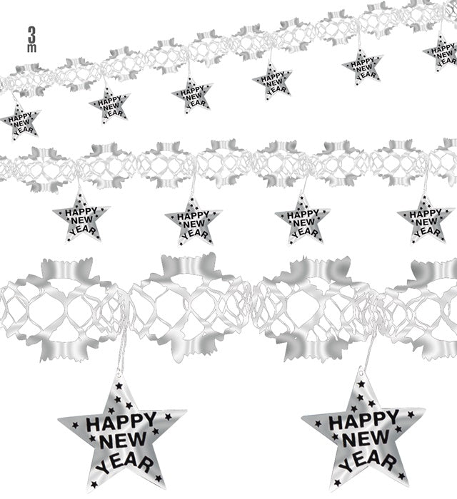 Holographic Silver Happy New Yeargarland 3 M