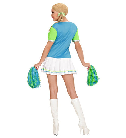 Cheerleader Green/Light Blue  Dress, 2 Pom Poms 