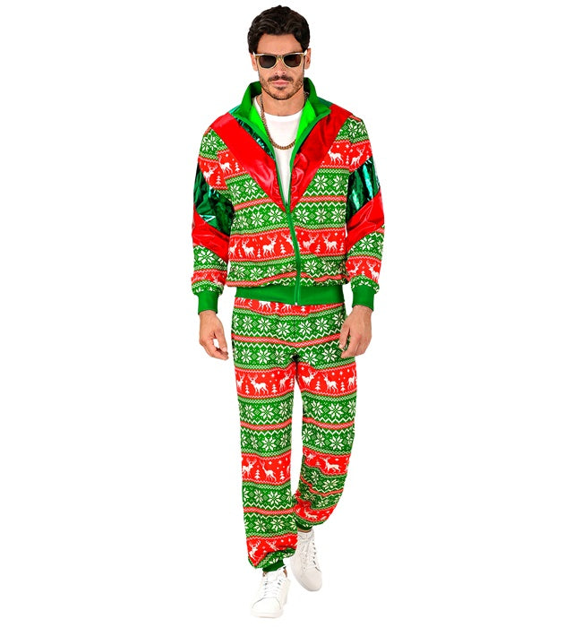 Green-Red Merry Christmas Party Fashion Tracksuit  Jacket, Pants 