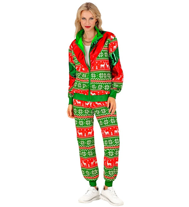 Green-Red Merry Christmas Party Fashion Tracksuit  Jacket, Pants 