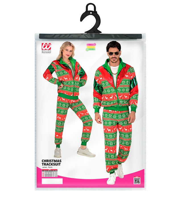 Green-Red Merry Christmas Party Fashion Tracksuit  Jacket, Pants 