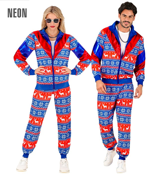Blue-Red Merry Christmas Party Fashion Tracksuit  Jacket, Pants 