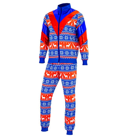 Blue-Red Merry Christmas Party Fashion Tracksuit  Jacket, Pants 