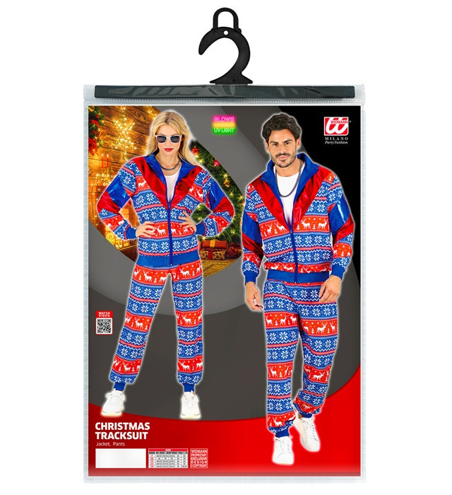 Blue-Red Merry Christmas Party Fashion Tracksuit  Jacket, Pants 