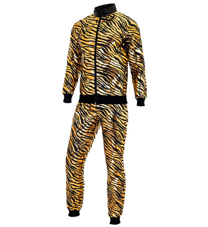 Gold Metallic Animalier Party Fashion Tracksuit  Jacket, Pants 