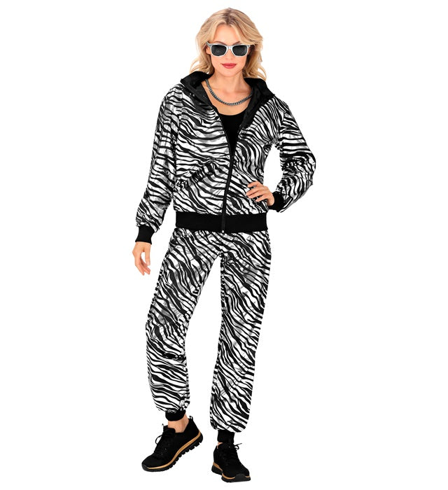 Silver Metallic Animalier Party Fashion Tracksuit  Jacket, Pants 