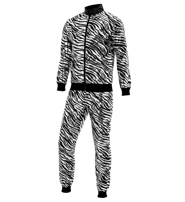 Silver Metallic Animalier Party Fashion Tracksuit  Jacket, Pants 