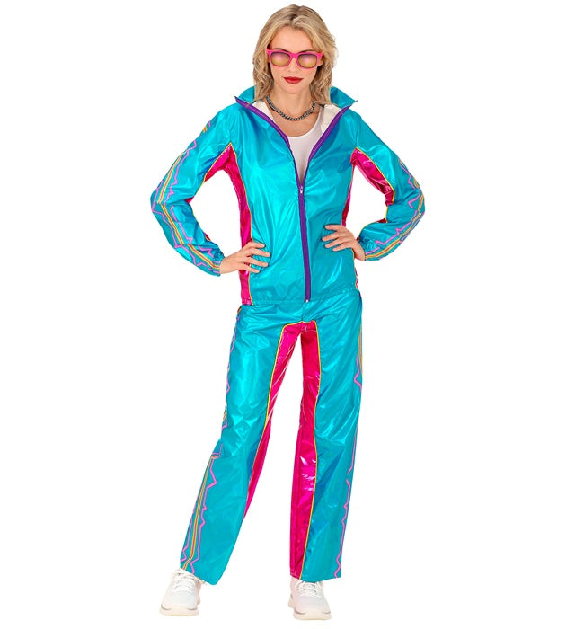Azure Metallic Electronic Dance Music Party Fashion Tracksuit  Jacket, Pants 