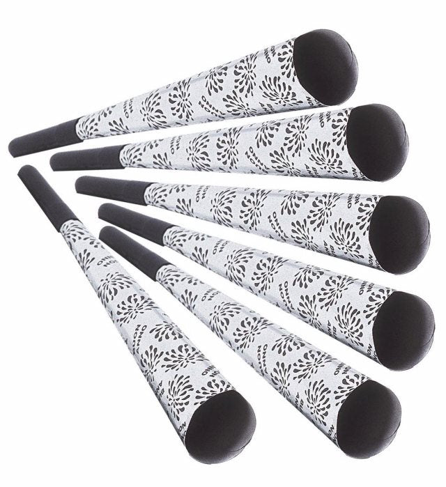 Set Of 6 Silver Buon Anno Sounding Trumpets 25 Cm