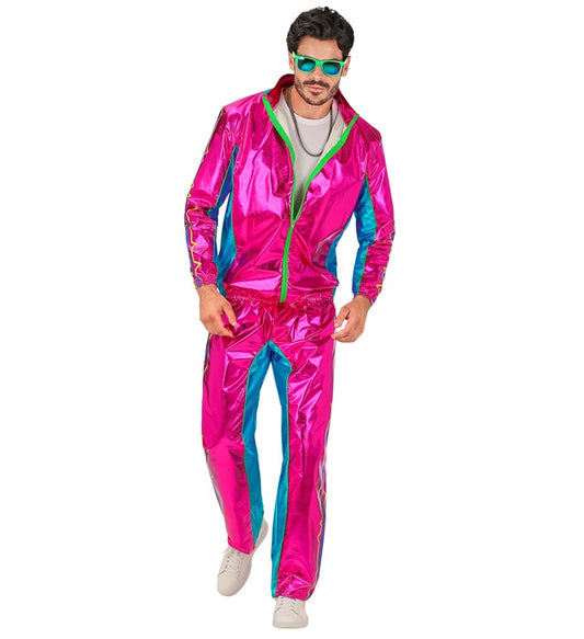 Pink Metallic Electronic Dance Music Party Fashion Tracksuit  Jacket, Pants 