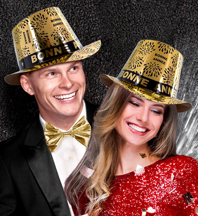 Gold Bonne Année Top Hat