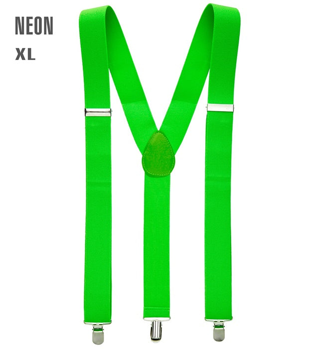 Neon Green Braces  Extra Long Up To 115-120 Cm 