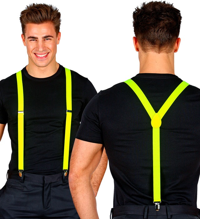 Neon Yellow Braces  Extra Long Up To 115-120 Cm 