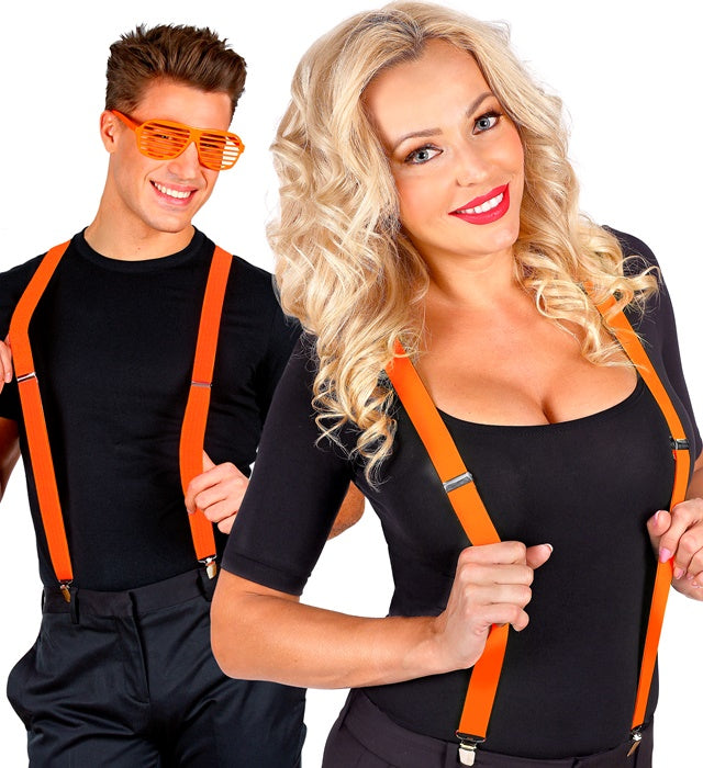 Neon Orange Braces  Extra Long Up To 115-120 Cm 