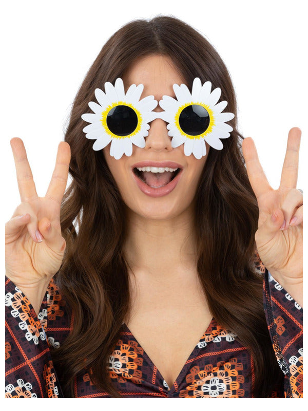 Daisy Hippie Specs White Festival Fun Glasses 1