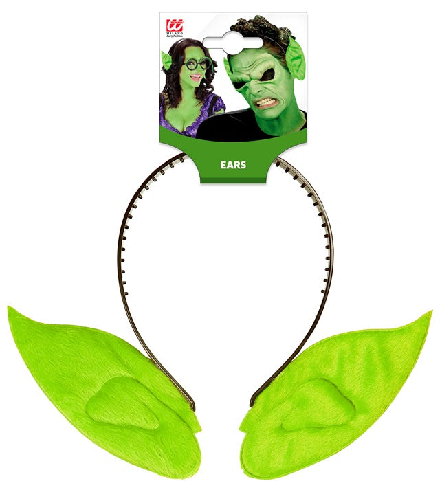 Green Pointed Ears Headband For Witch, Elf, Alien, Etc.