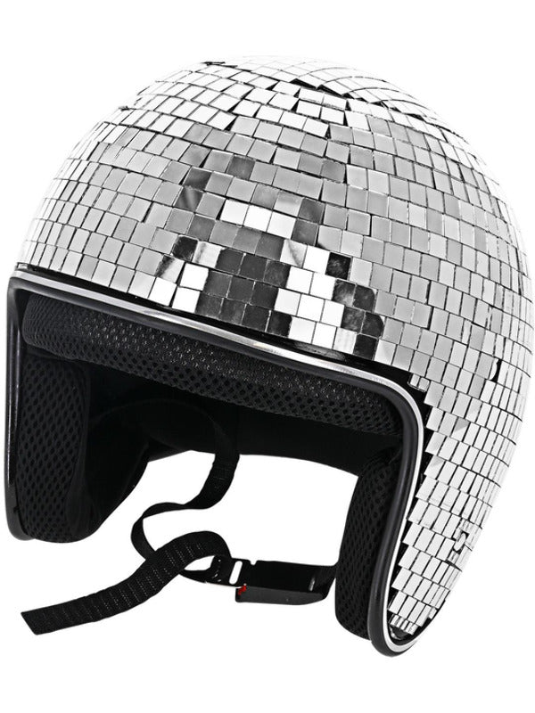 Disco Ball Helmet Silver with Strap 1