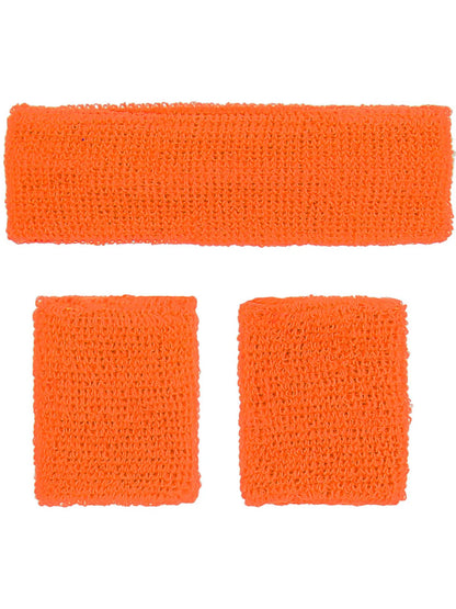 80s Neon Sweatbands Orange Headband Wristbands 2