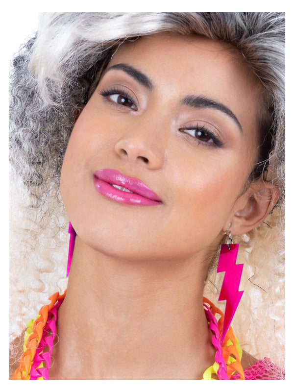 80s Neon Lightning Bolt Earrings Pink 1