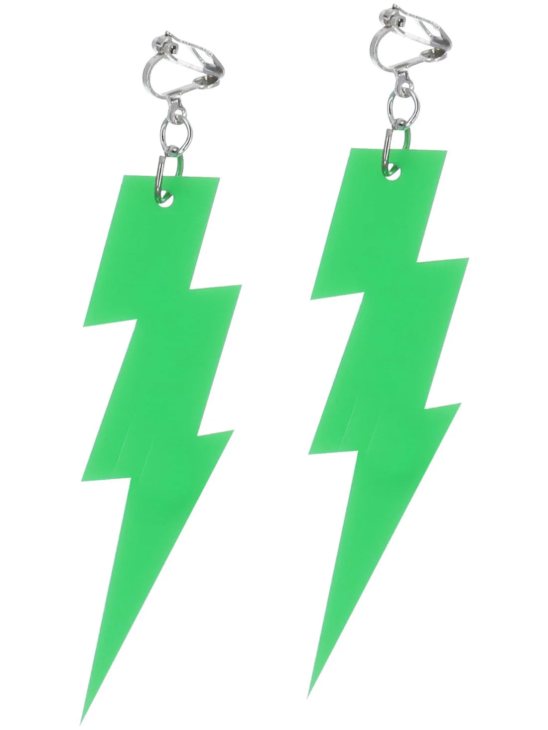 80s Neon Green Lightning Bolt Earrings 2
