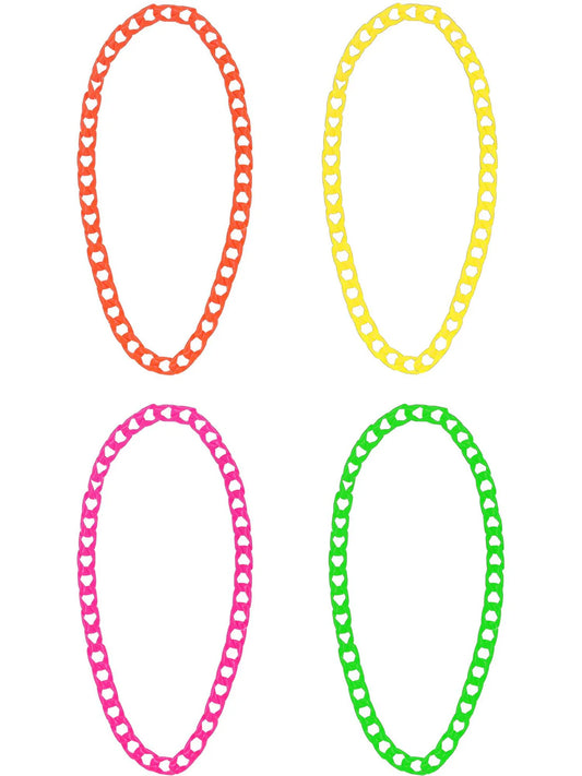 80s Neon Chain Necklaces 4 Pack 2