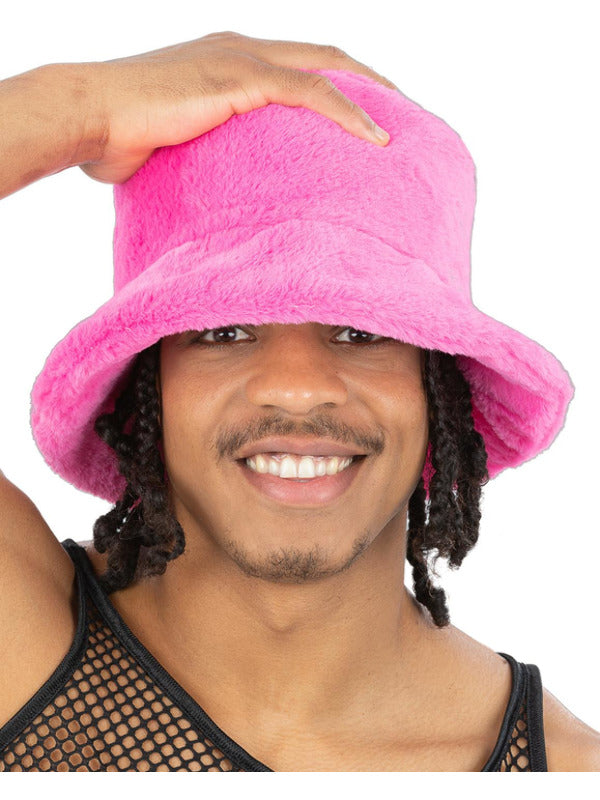 90s Pink Fur Bucket Hat 1