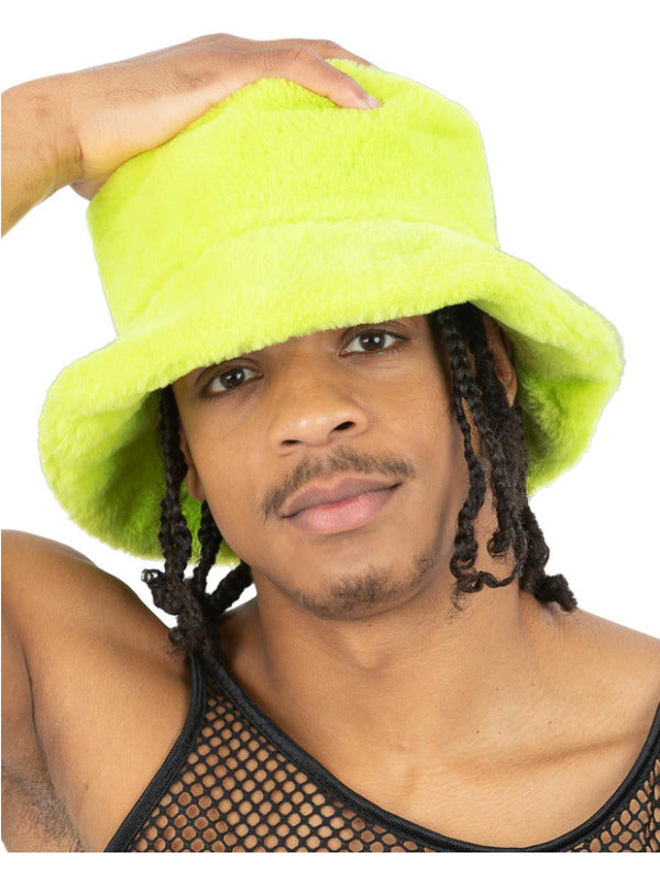 90s Green Fur Bucket Hat 1