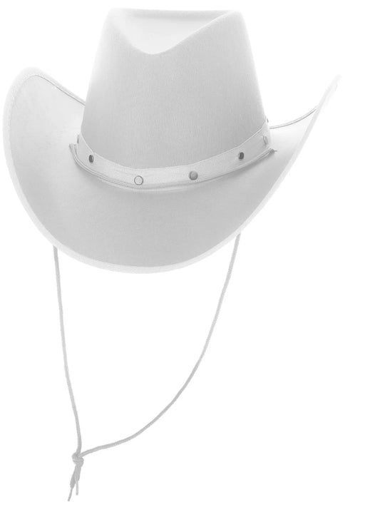 White Cowboy Hat Felt with Cord Ladies Cowgirl 2