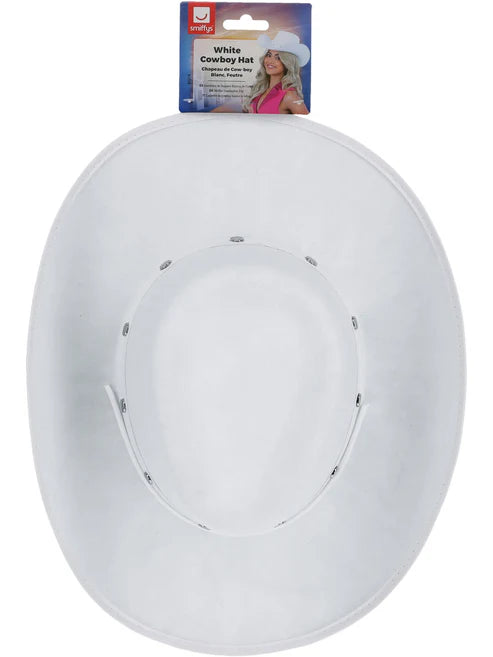 White Cowboy Hat Felt with Cord Ladies Cowgirl 3