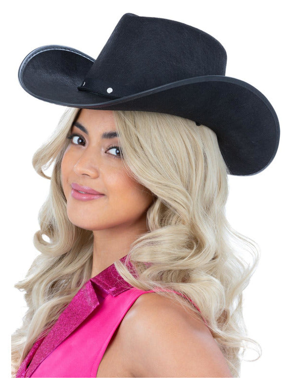 Black Cowboy Hat Felt with Cord Cowgirl Costume