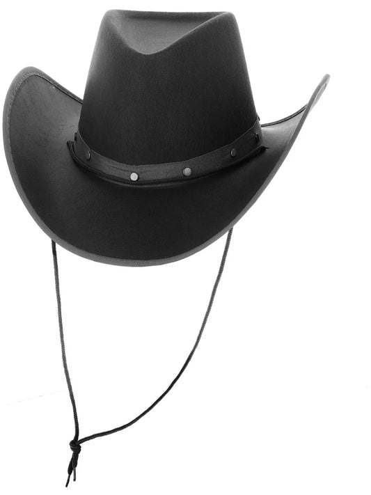 Black Cowboy Hat Felt with Cord Cowgirl Costume 2