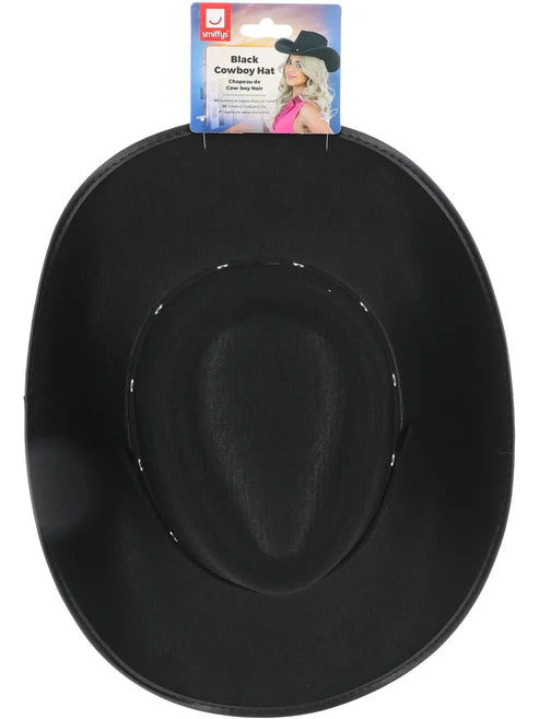 Black Cowboy Hat Felt with Cord Cowgirl Costume